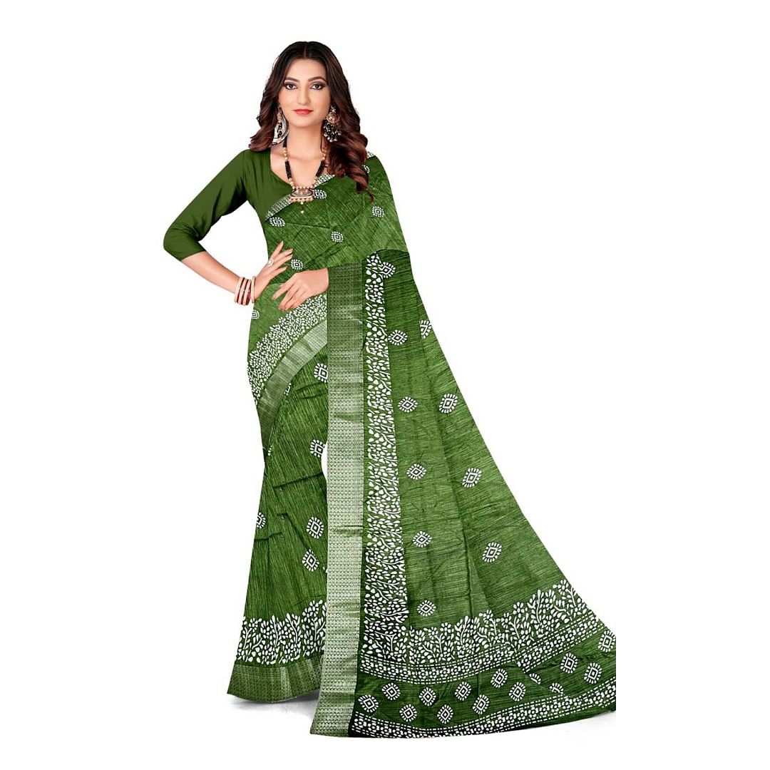 Authenzaa Women Saree ASWS131 Mehandi 