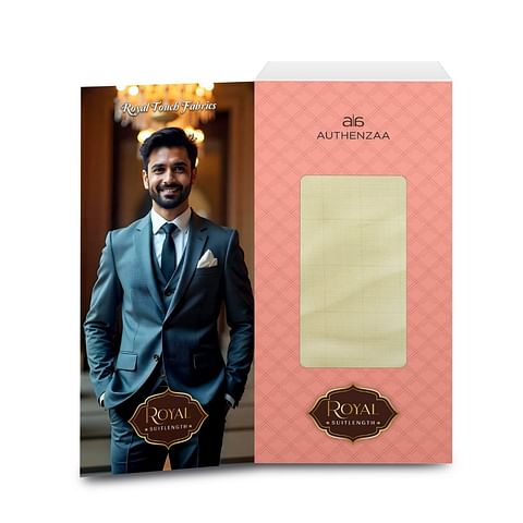 Authenzaa Men Royal Suit Length fabric EXE007 Ecru 