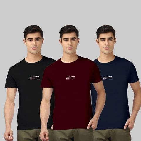 Authenzaa Men 3Pc Set Round Neck T-Shirt GKRN001 Multi 