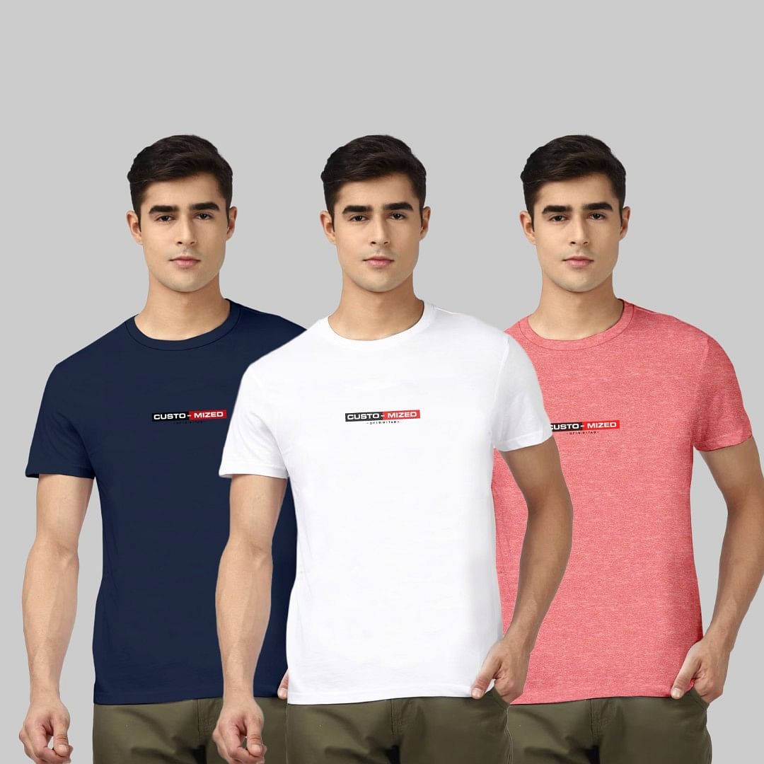 Authenzaa Men 3Pc Set Round Neck T-Shirt GKRN004 Multi 