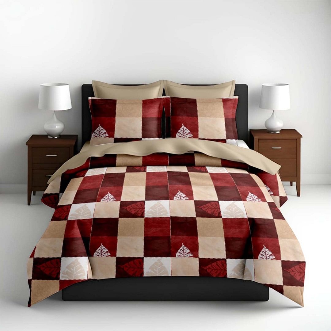 Authenzaa King Bedsheet Marygold MG 17147 Maroon 