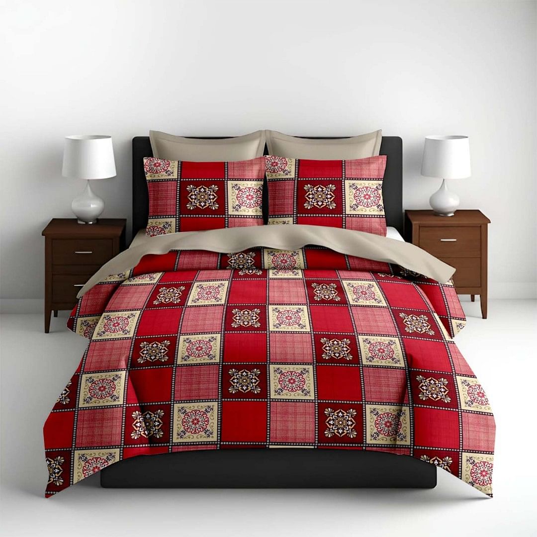 Authenzaa King Bedsheet Marygold MG 17146 Maroon 