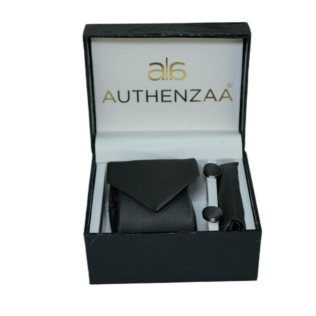 Authenzaa LEAGUE TIE & CUFFLINKS FR-LT2013, Black