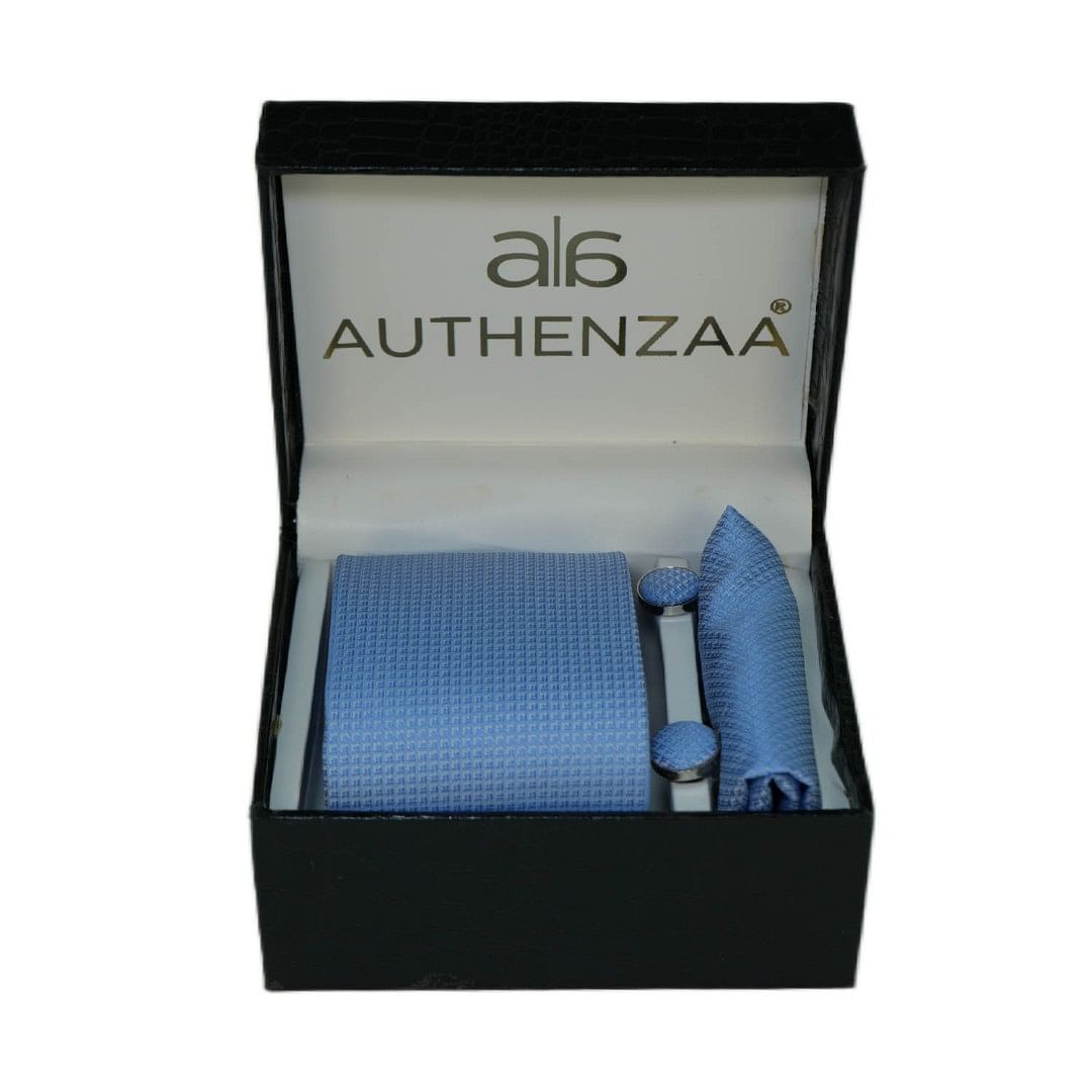 Authenzaa LEAGUE TIE & CUFFLINKS FR-LT1020 Ice Blue