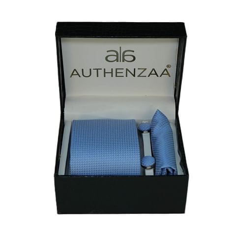 Authenzaa LEAGUE TIE & CUFFLINKS FR-LT1020 Ice Blue
