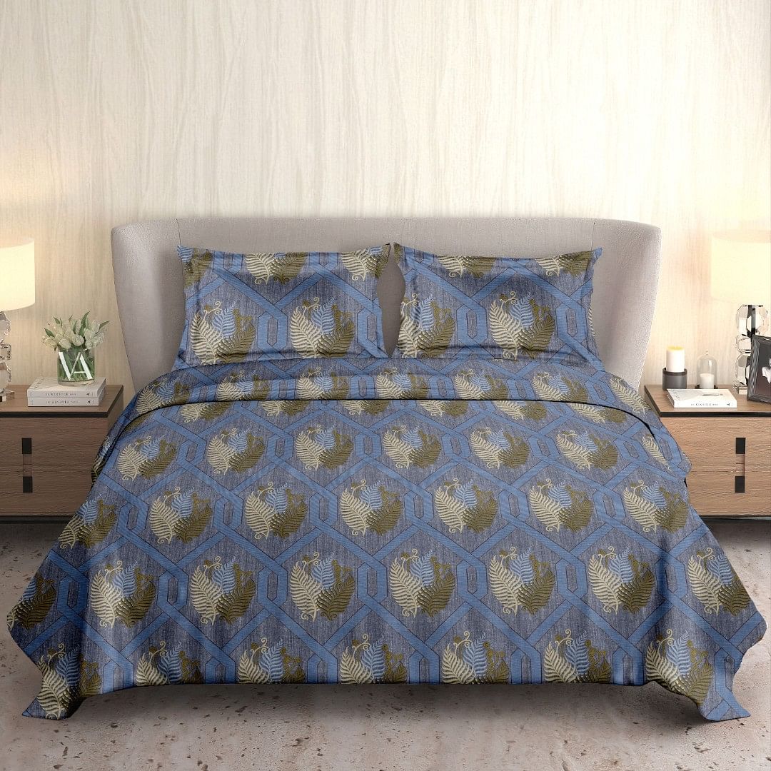 Authenzaa King Bedsheet Marygold MG 17149 Blue 