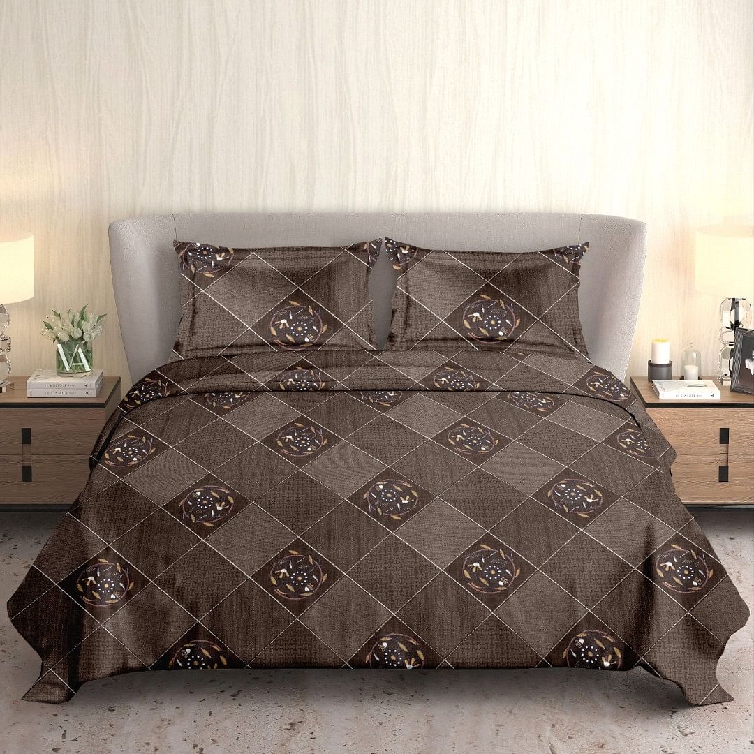 Authenzaa King Bedsheet Marygold MG 17150 Coffee 