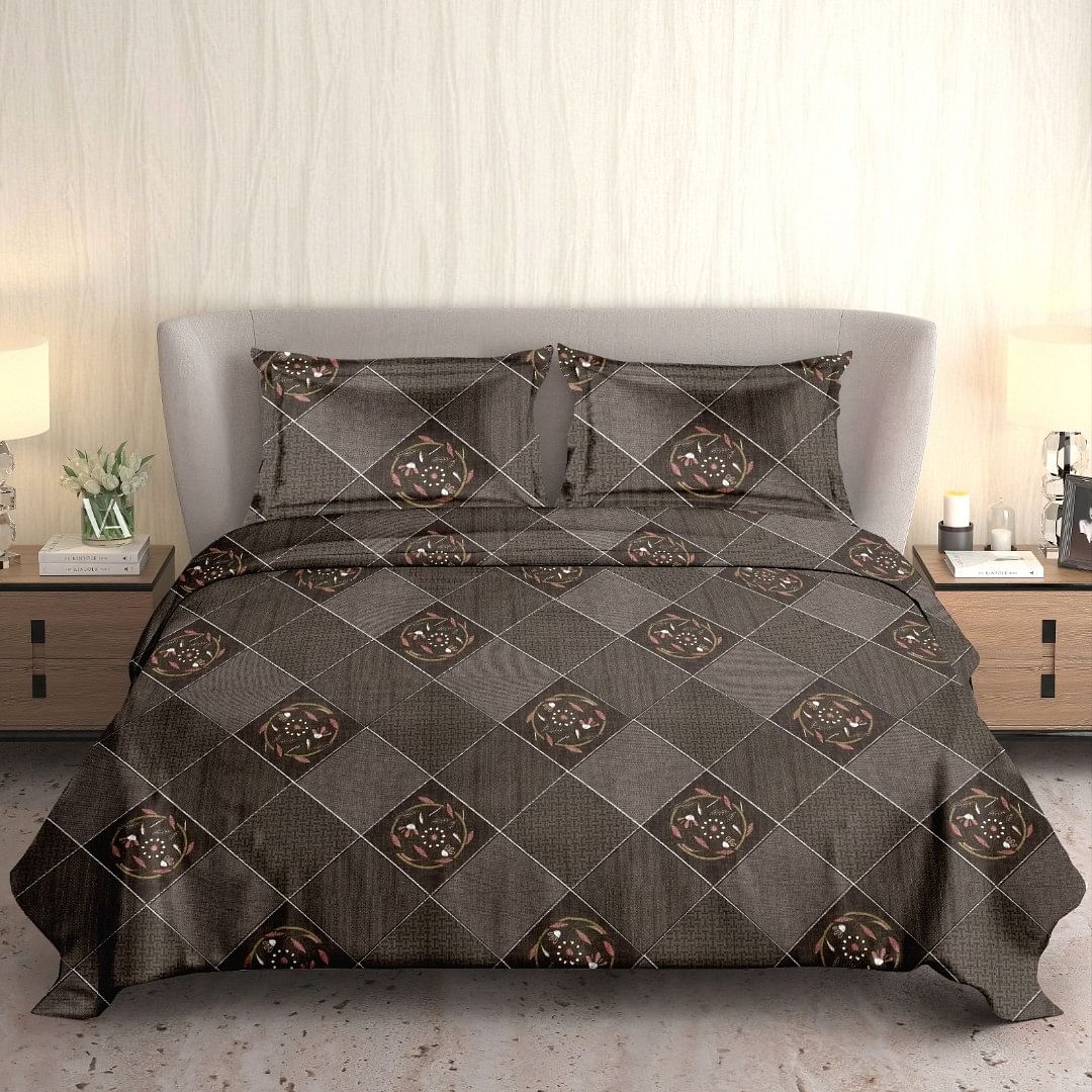 Authenzaa King Bedsheet Marygold MG 17150 Grey 