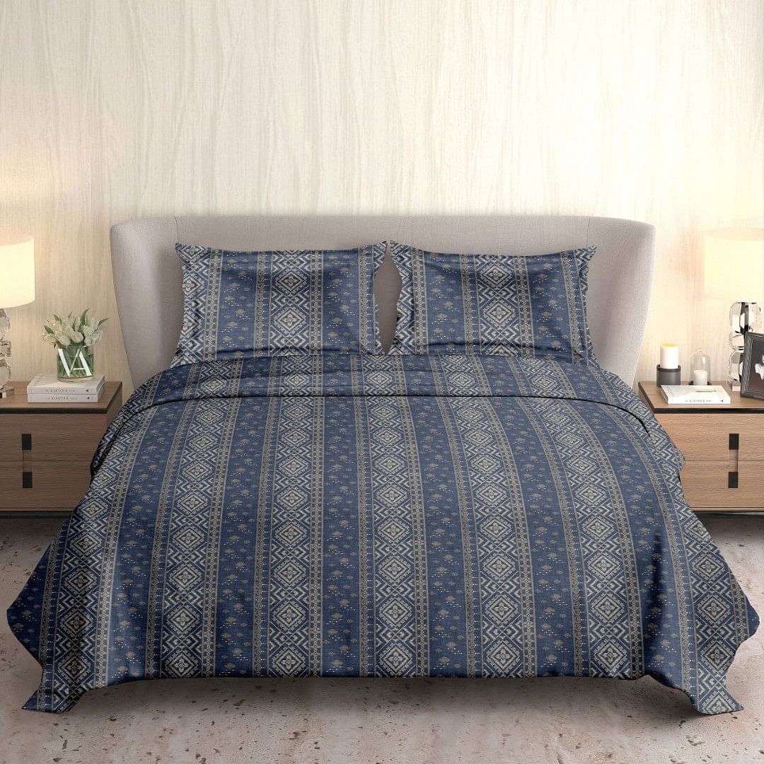Authenzaa King Bedsheet Marygold MG 17151 Blue 