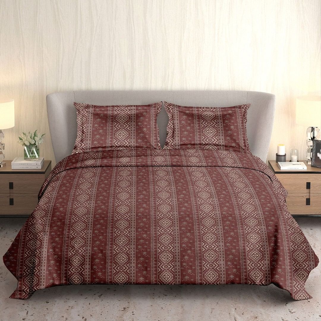 Authenzaa King Bedsheet Marygold MG 17151 Mauve 