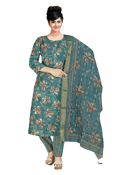 Authenzaa Women 3Pcs Kurti Set ATKS009 Green 