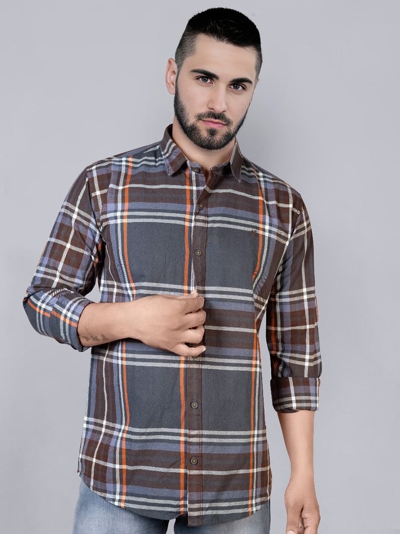 Authenzaa Men Casual Shirt SFCS170 Wine Chex 