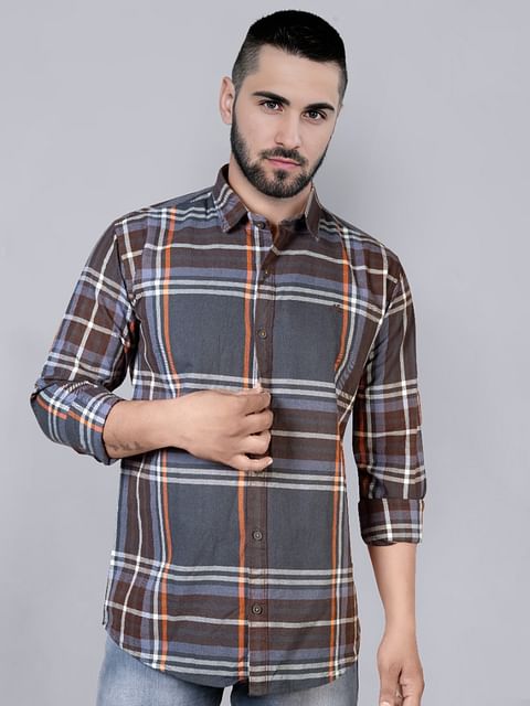 Authenzaa Men Casual Shirt SFCS170 Wine Chex 