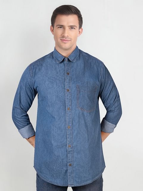 Authenzaa Men Casual Shirt SFCS189 Ice Blue 