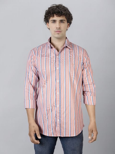 Authenzaa Men Casual Shirt SFCS175 Pink Stripe 