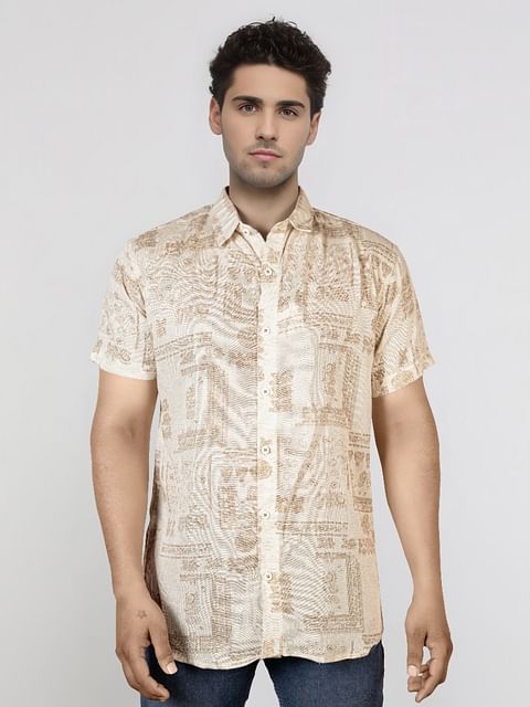 Authenzaa Men Casual Shirt SFCS182 Brown 
