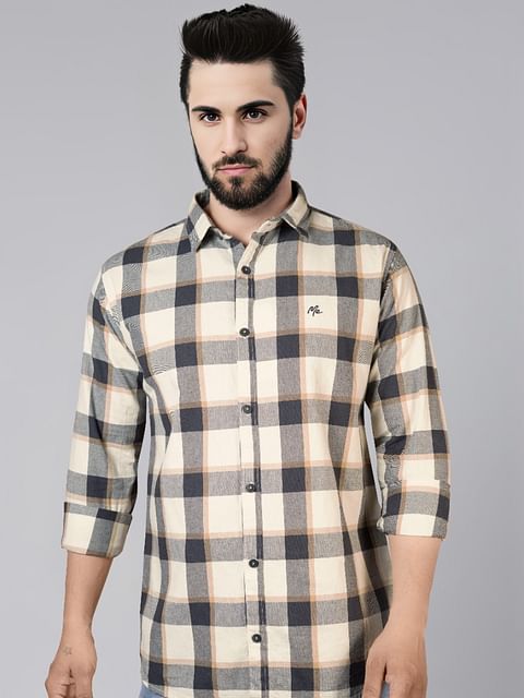 Authenzaa Men Casual Shirt SFCS169 Dark Grey Chex 