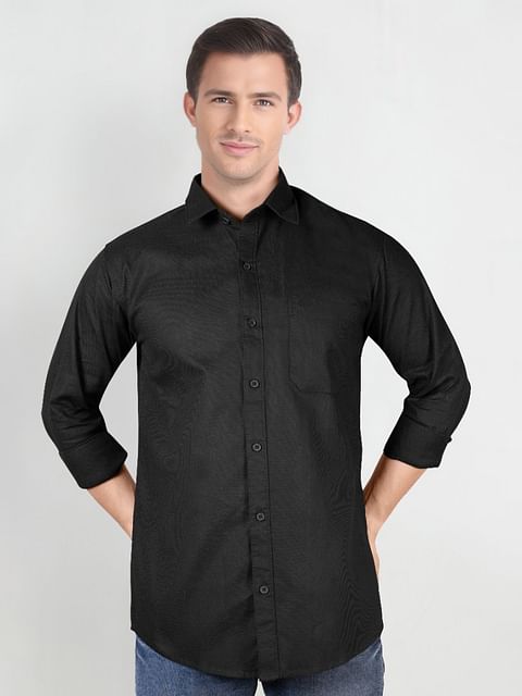 Authenzaa Men Casual Shirt SFCS186 Black 