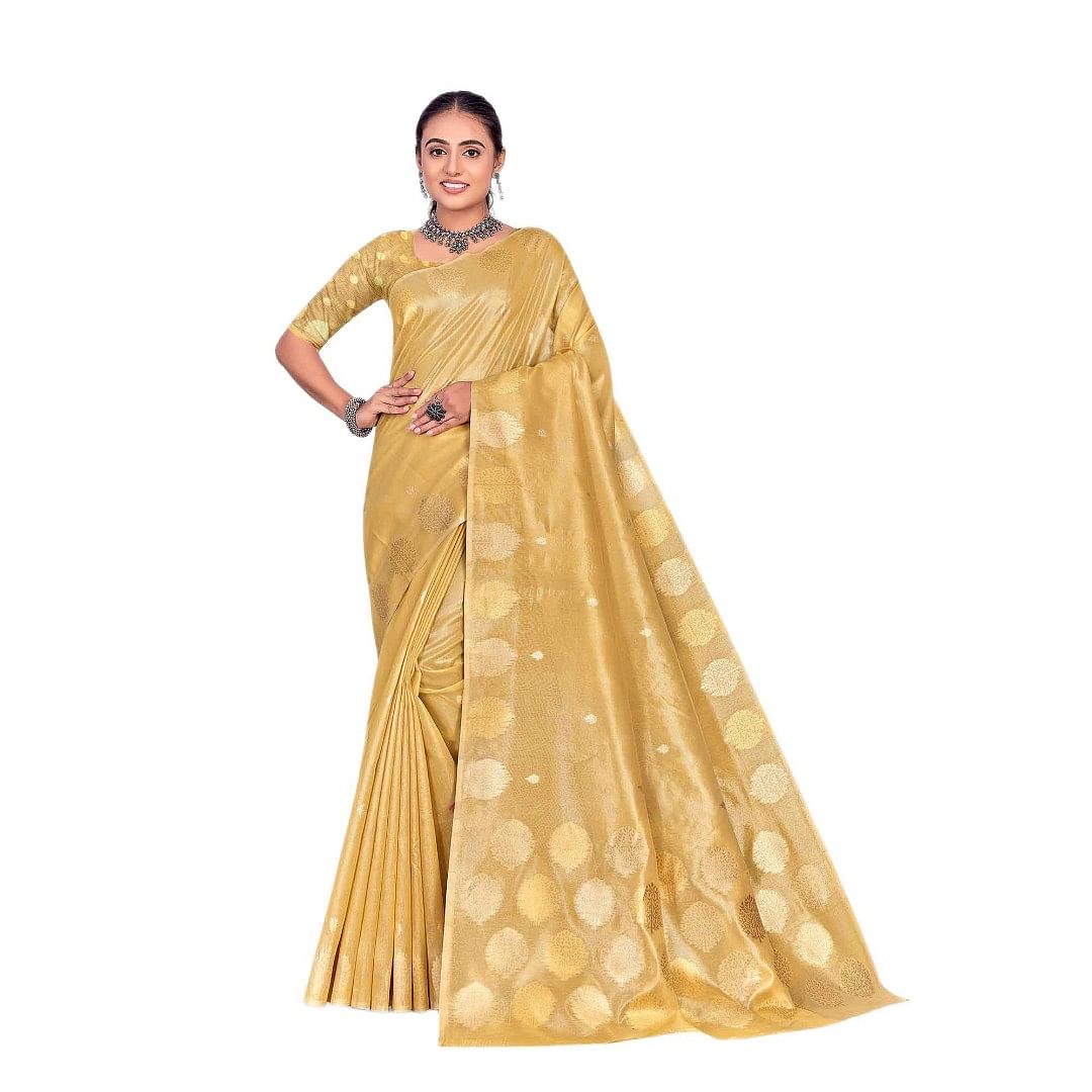Authenzaa Women Saree YIWS039 Gold 