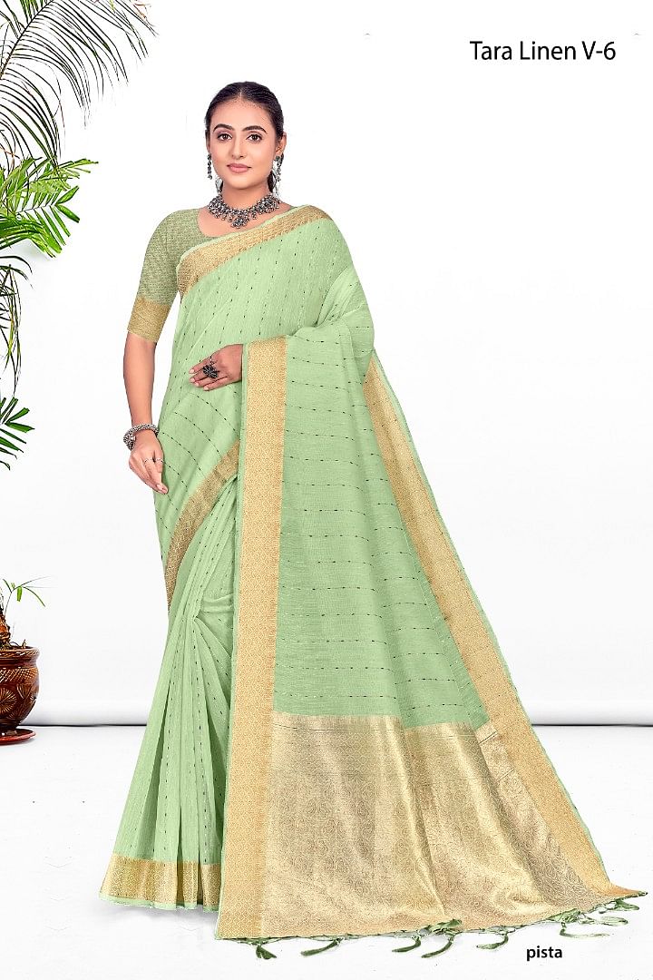 Authenzaa Women Saree YIWS026 Pista 