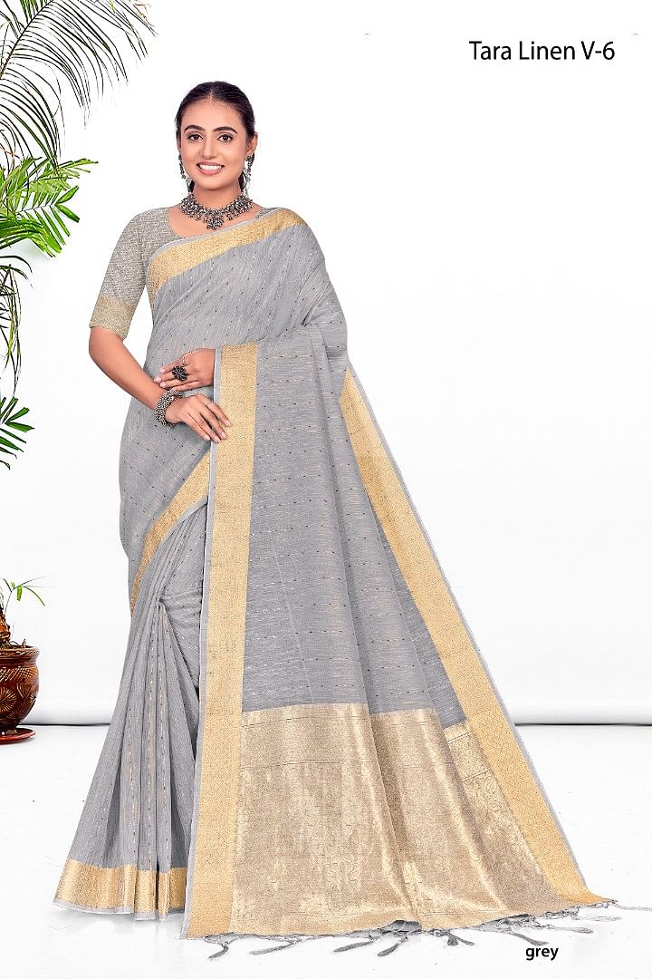Authenzaa Women Saree YIWS026 Grey 