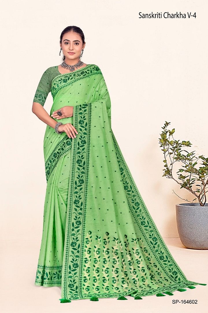 Authenzaa Women Saree YIWS034 Pista 