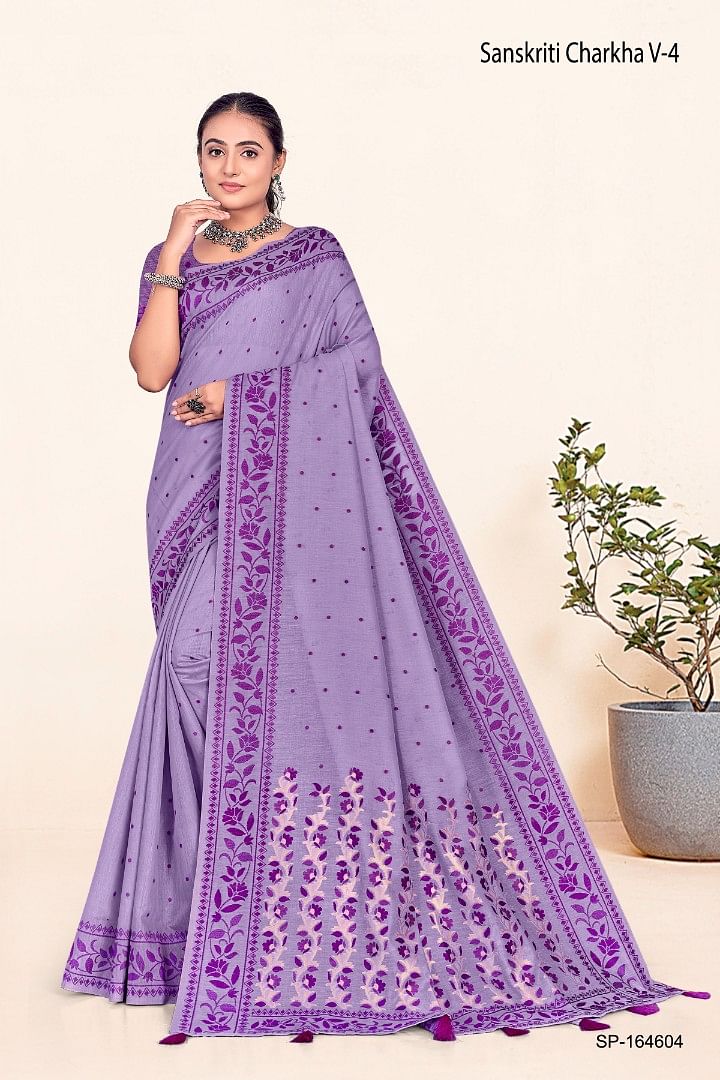 Authenzaa Women Saree YIWS034 Lavender 