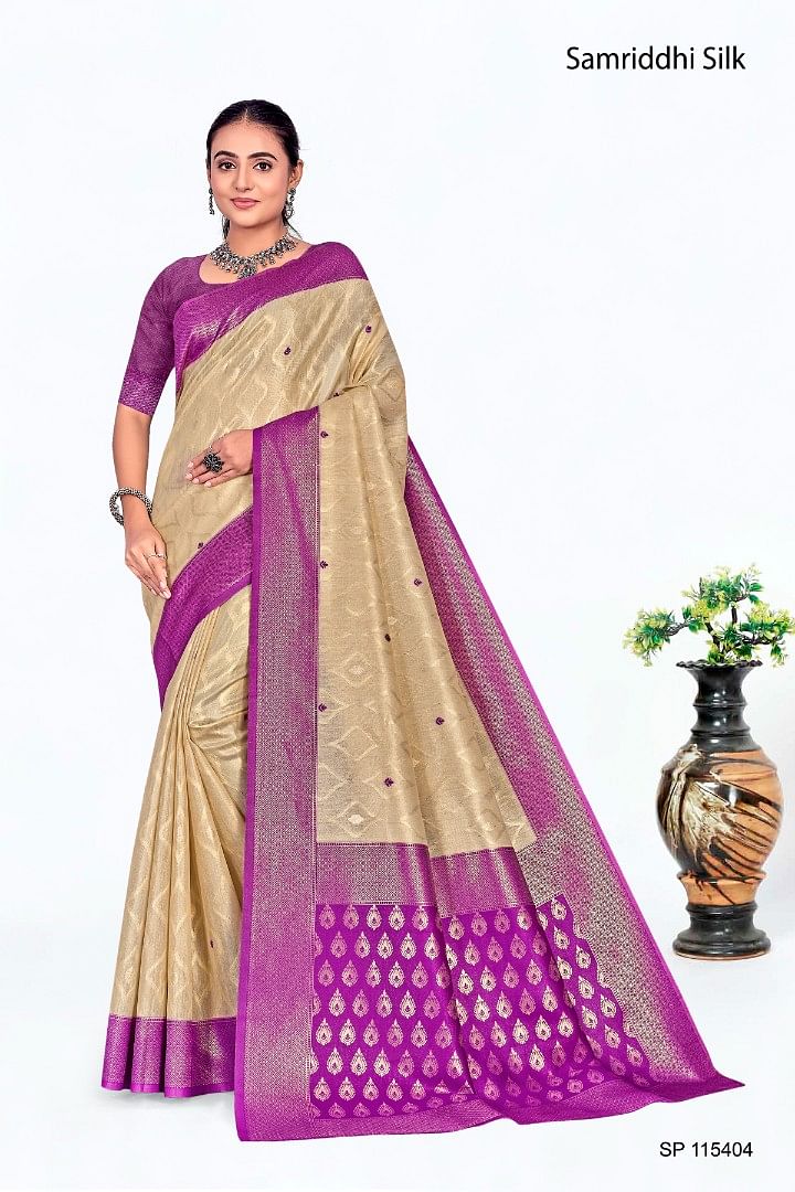 Authenzaa Women Saree YIWS038 Cream 