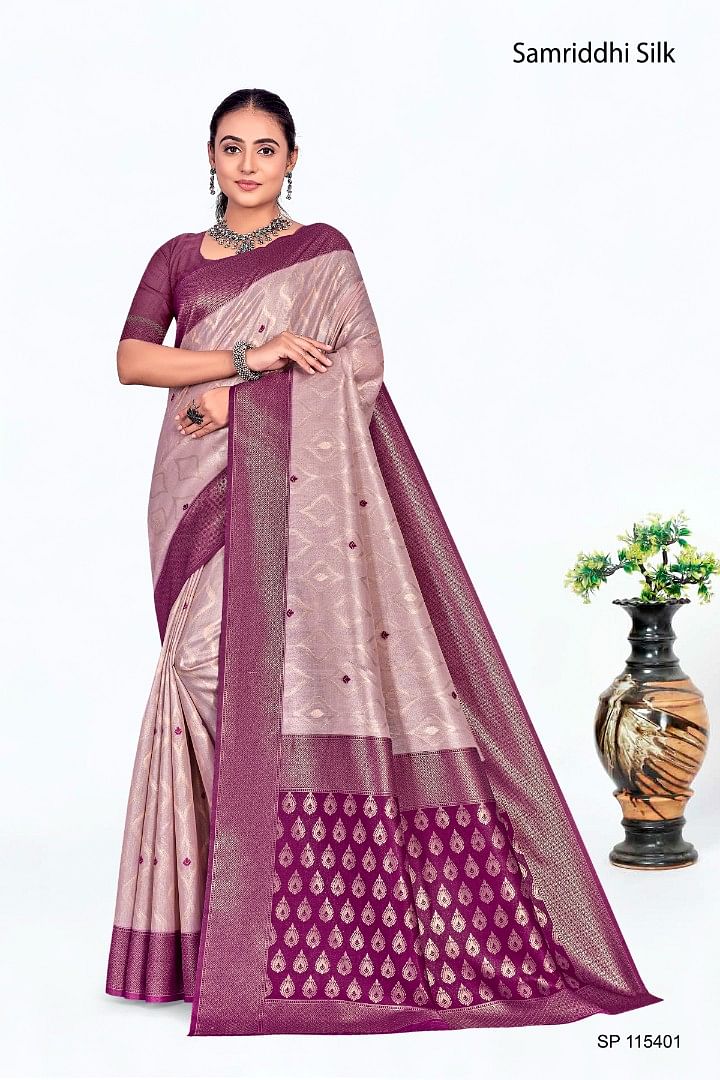 Authenzaa Women Saree YIWS038 Lavender 