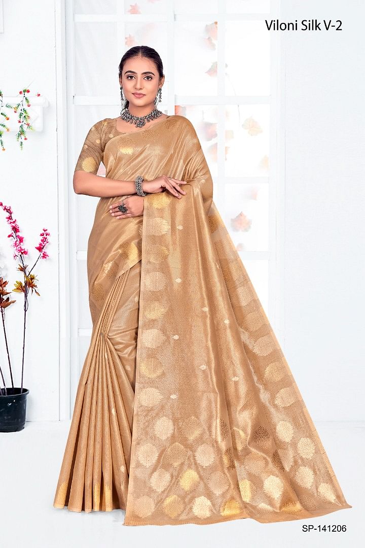 Authenzaa Women Saree YIWS039 Brown 
