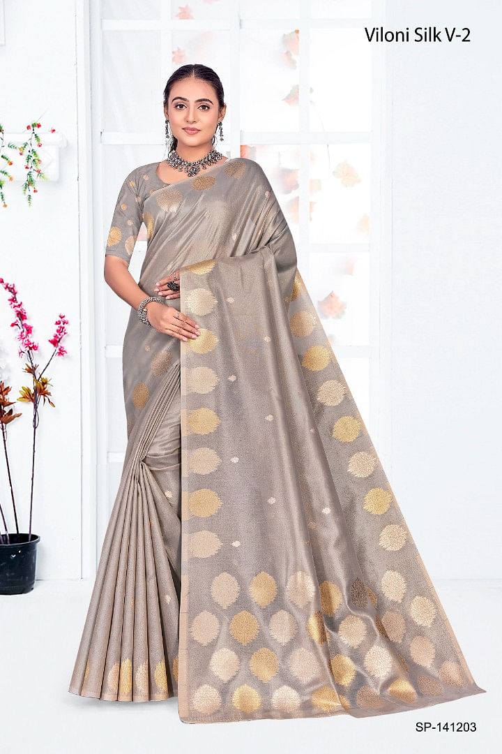 Authenzaa Women Saree YIWS039 Grey 