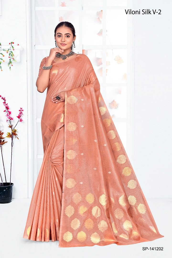 Authenzaa Women Saree YIWS039 Peach 