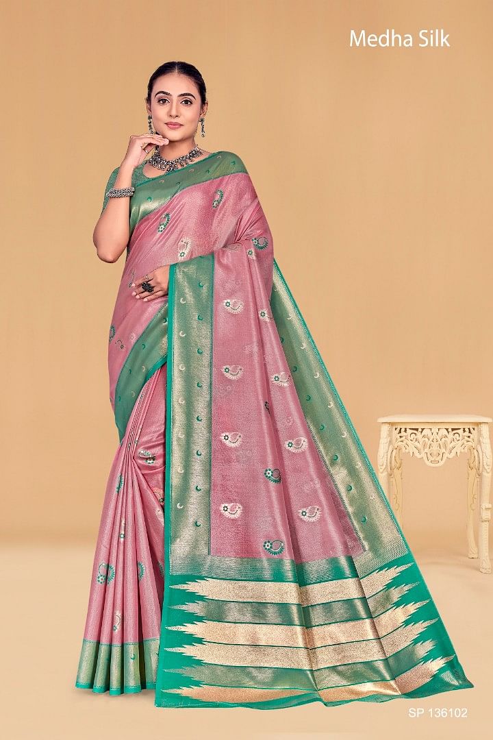 Authenzaa Women Saree YIWS040 Pink 