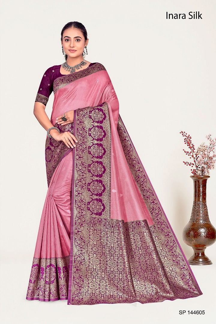 Authenzaa Women Saree YIWS041 Pink 