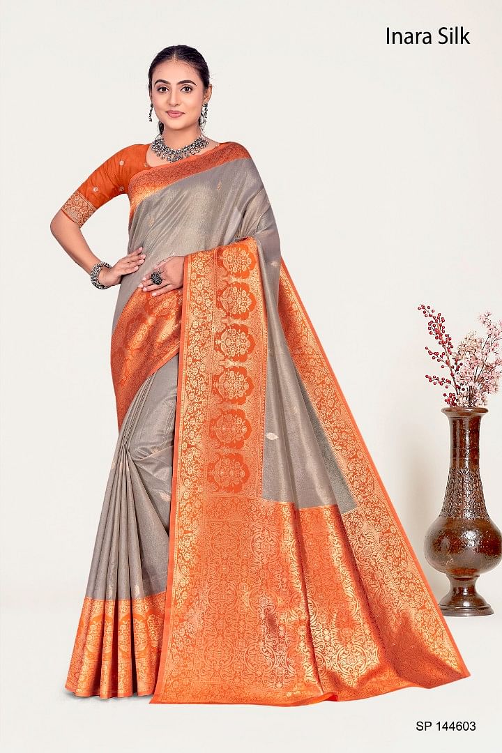 Authenzaa Women Saree YIWS041 Grey 