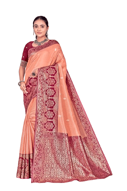 Authenzaa Women Saree YIWS041 Peach 
