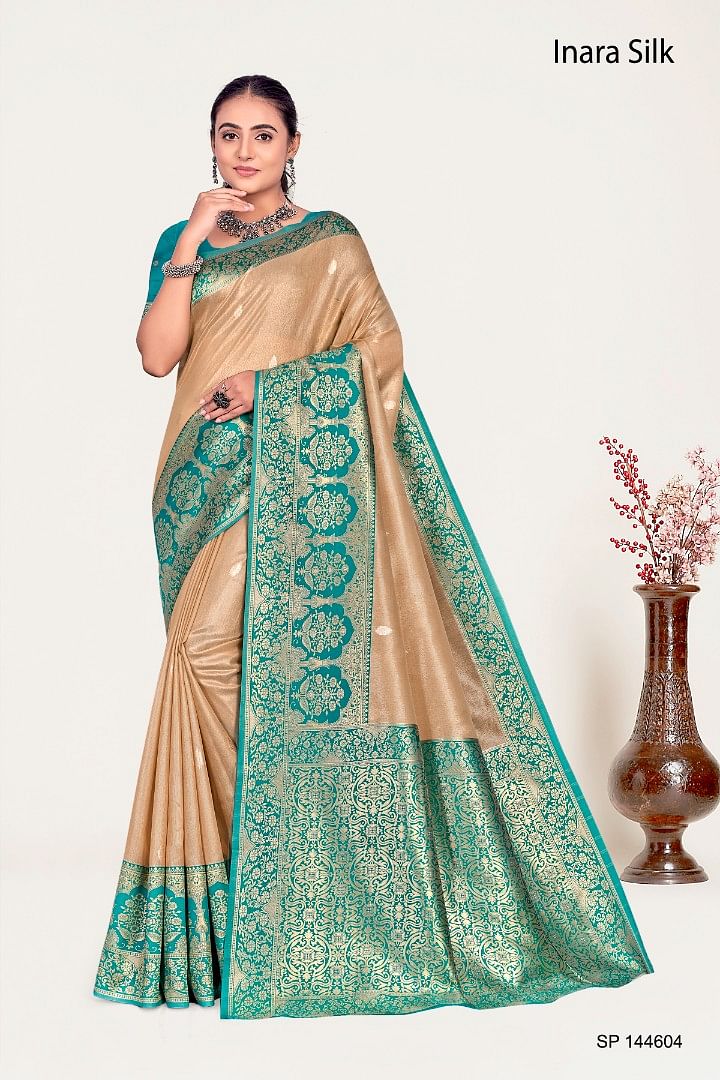 Authenzaa Women Saree YIWS041 Light Brown 