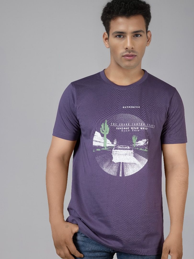 Authenzaa Men Round Neck T-Shirt SFRNT035 Dark Grey 