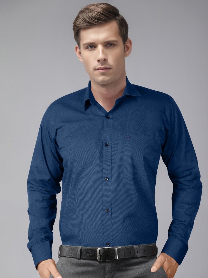 Authenzaa Men Formal Shirt ITFS026 Navy Blue 