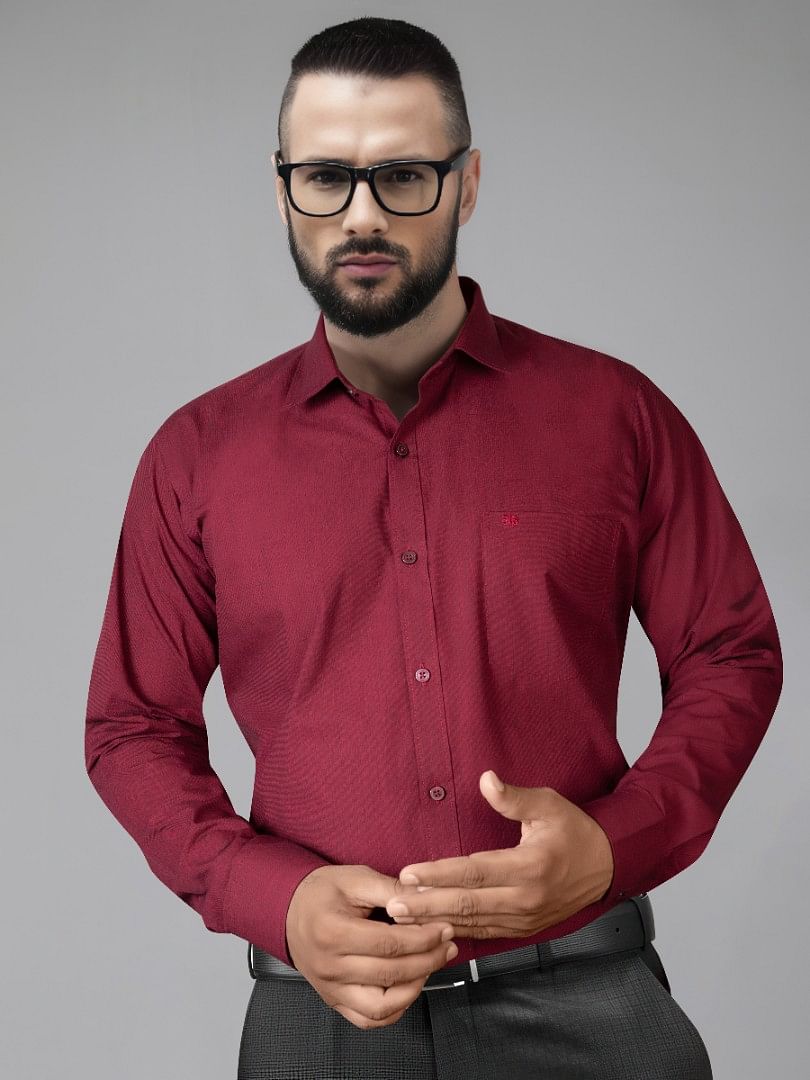 Authenzaa Men Formal Shirt ITFS029 Wine 