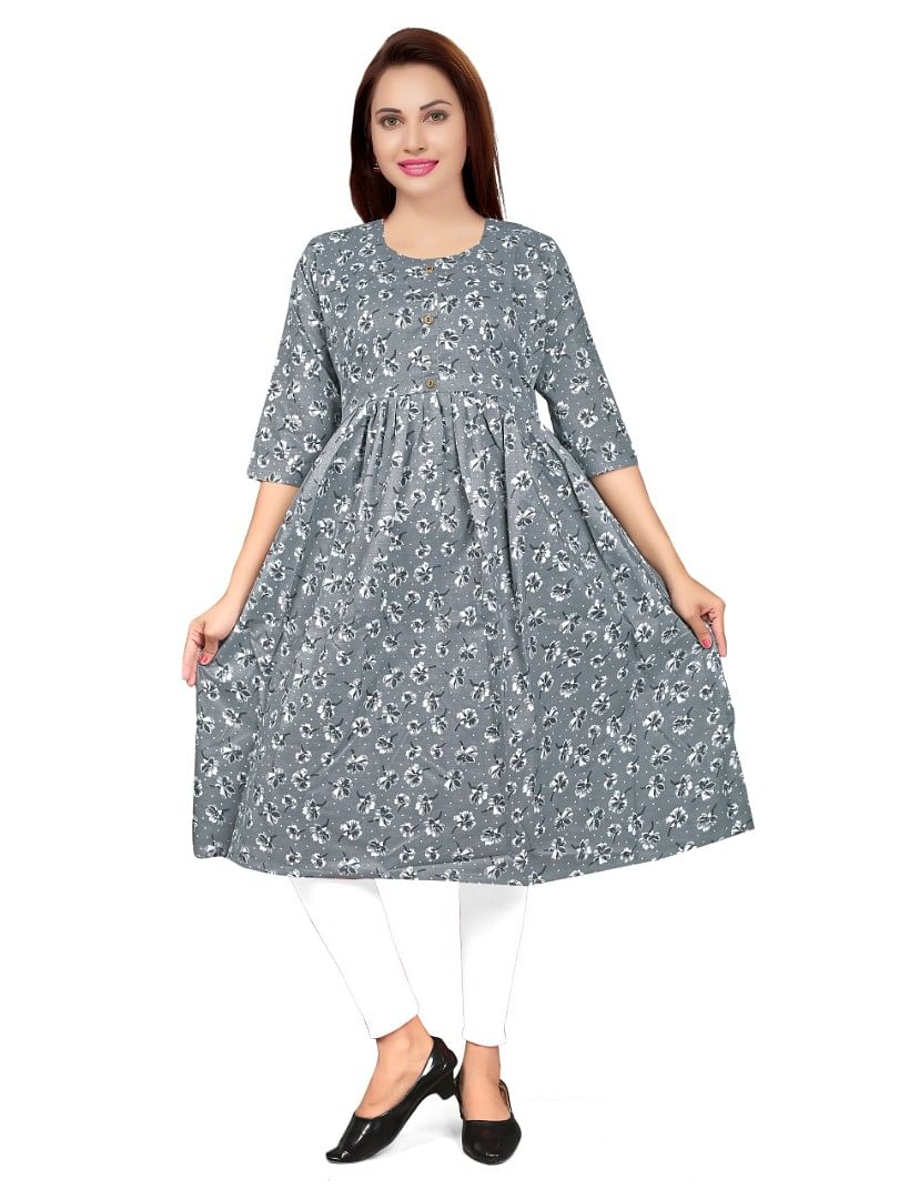 Authenzaa Women Kurti  EVWKT026 Grey 