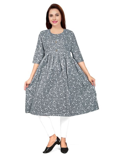 Authenzaa Women Kurti  EVWKT026 Grey 