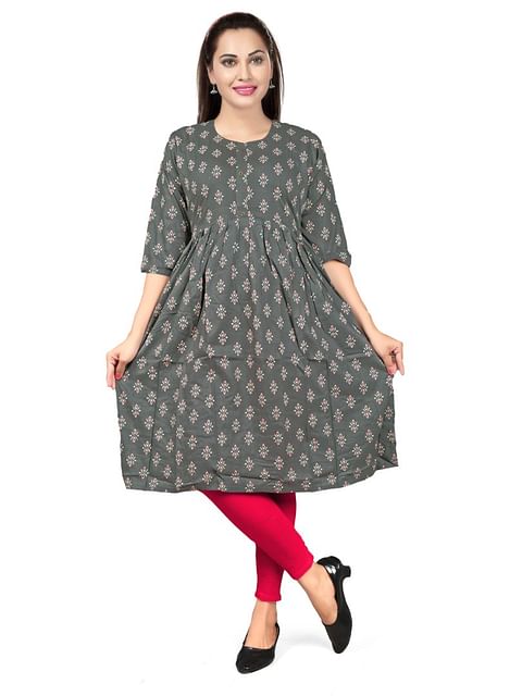 Authenzaa Women Kurti EVWKT028 Dark Grey 