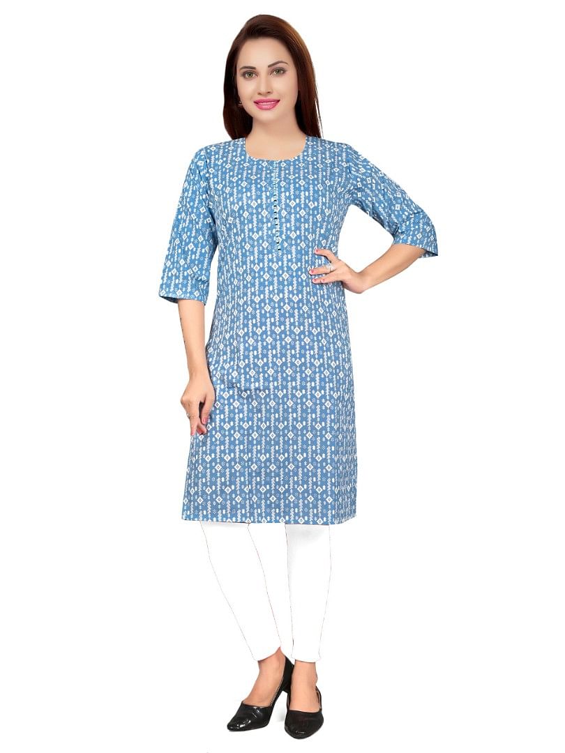 Authenzaa Women Kurti  EVWKT029 Sky Blue 