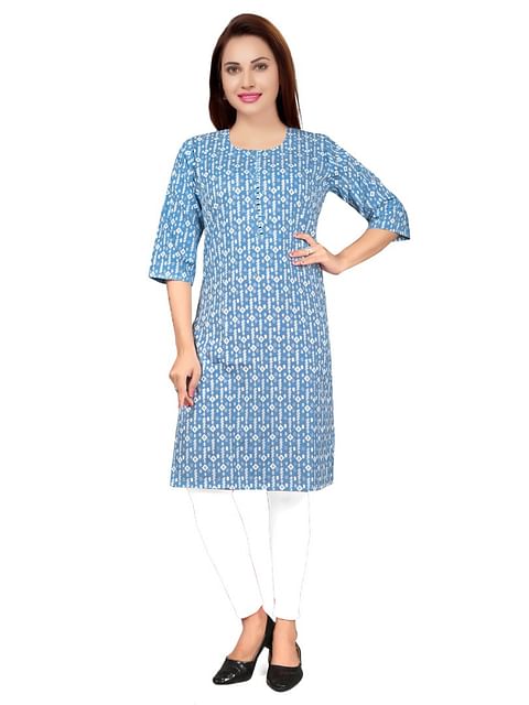 Authenzaa Women Kurti  EVWKT029 Sky Blue 