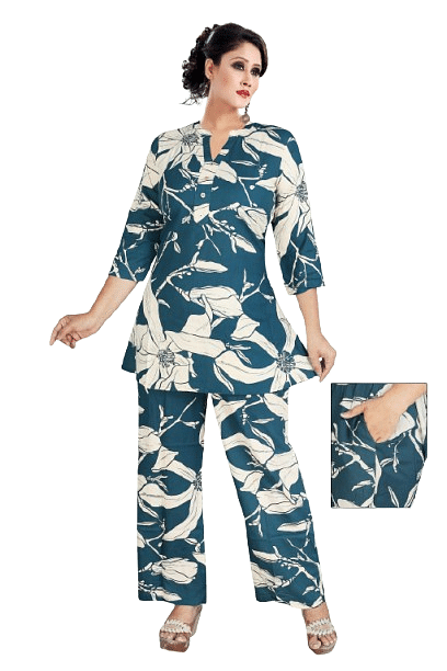Authenzaa Women 2Pcs Kurti Set ATKS017 Bottle Green 