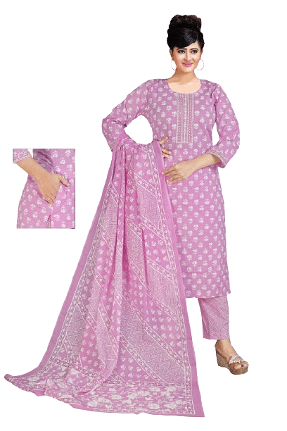 Authenzaa Women 3Pcs Kurti Set ATKS018 Pink 