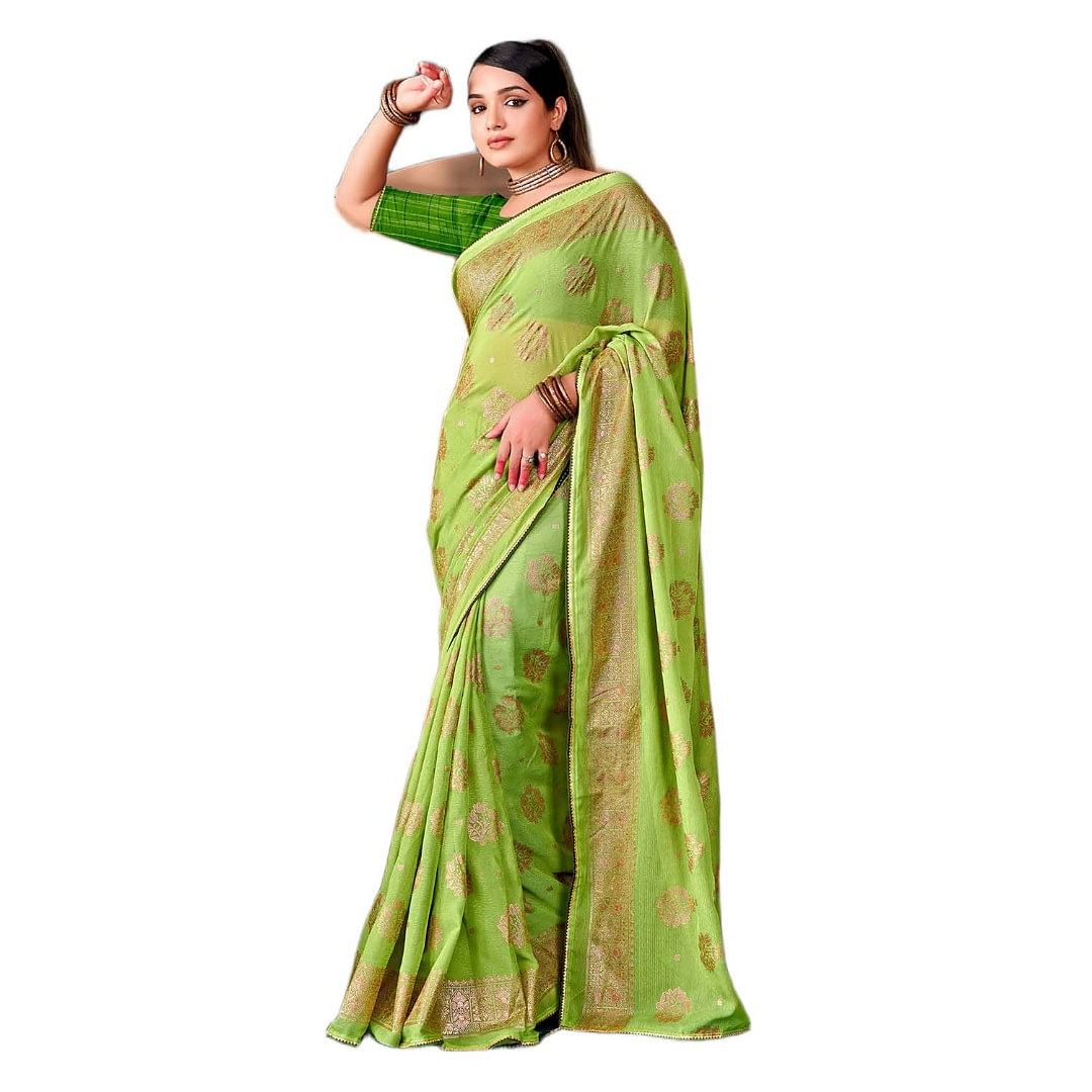 Authenzaa Women Saree RRWS009 Green 