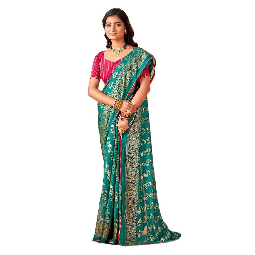 Authenzaa Women Saree RRWS010 Green 