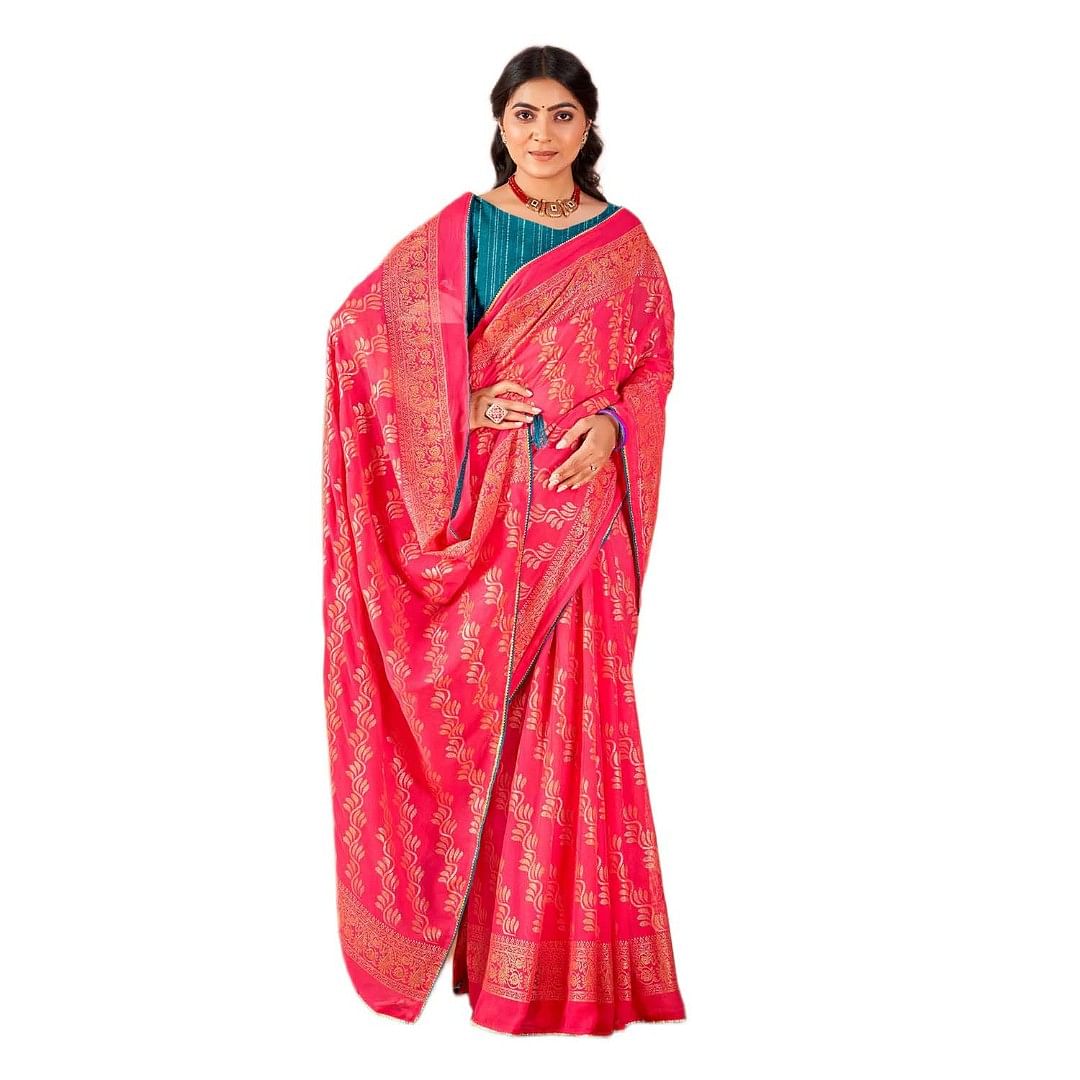 Authenzaa Women Saree RRWS010 Pink 